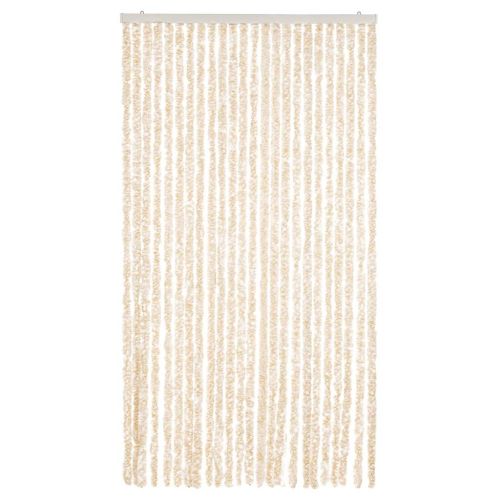 Ресни за врата против мухи, бежово и бяло, 100x230 см, шенил