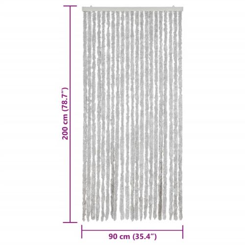 Ресни за врата против мухи, сиво, 90x200 см, шенил