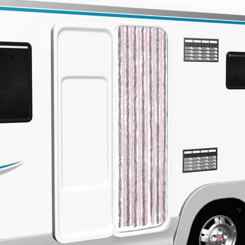 Ресни за врата против мухи, сиво и розово, 56x200 см, шенил