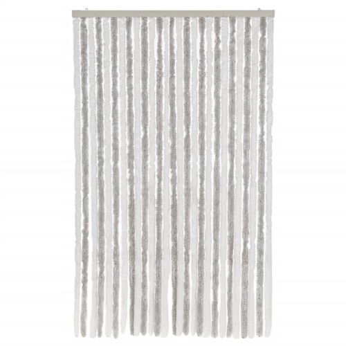 Ресни за врата против мухи светлосиво и бяло 118x220 см шенил