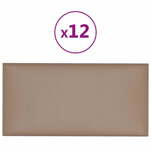 Стенно табло за легло 12 pcs Капучино 30 x 15 cm текстил