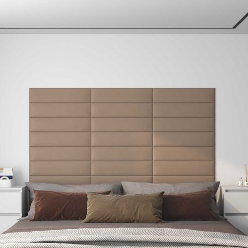 Стенно табло за легло 12 pcs Капучино 60 x 15 cm текстил