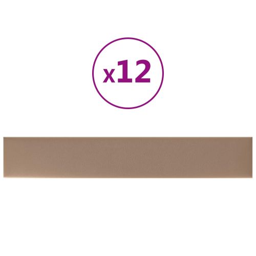 Стенно табло за легло 12 pcs Капучино 90 x 15 cm текстил