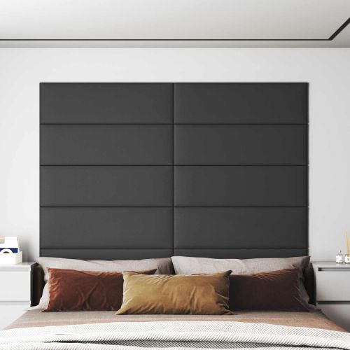 Стенно табло за легло 12 pcs Сив 90 x 30 cm текстил