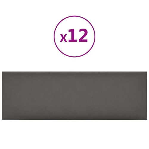 Стенно табло за легло 12 pcs Сив 90 x 30 cm текстил