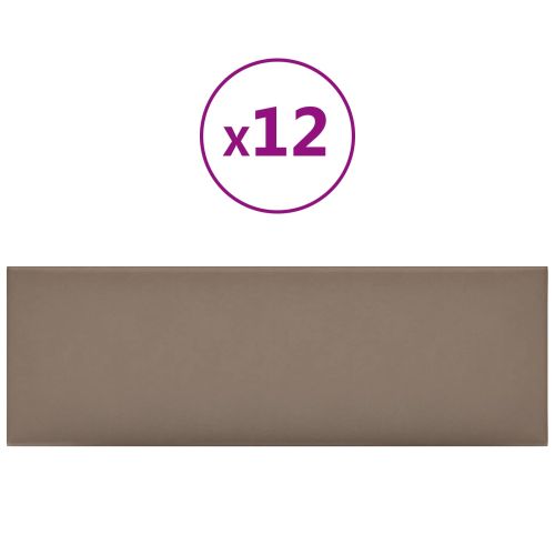 Стенно табло за легло 12 pcs Капучино 90 x 30 cm текстил