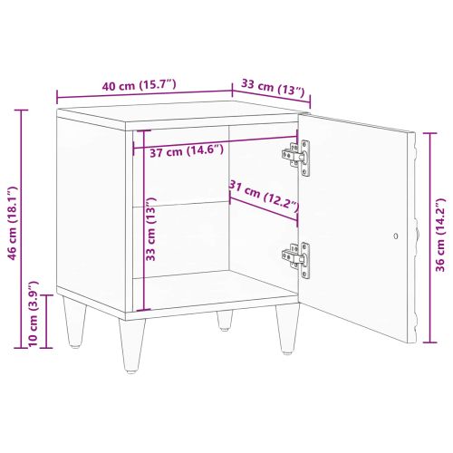 Нощен шкаф 2 pcs Кафяво 40 x 33,5 x 46 см Солидно мангово дърво