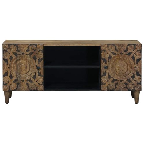 ТВ шкаф Кафяво 105 x 33,5 x 46 см Солидно мангово дърво