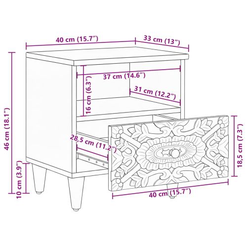 Леглов шкаф 2 pcs Кафяво 40 x 33 x 46 см Солидно мангово дърво