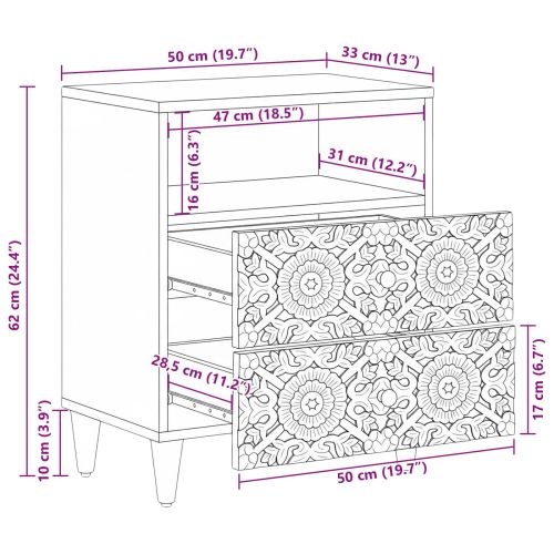 Леглов шкаф Кафяво 50 x 33 x 60 см Солидно мангово дърво