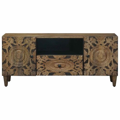 ТВ шкаф с врата Кафяво 105 x 33,5 x 46 см Солидно мангово дърво