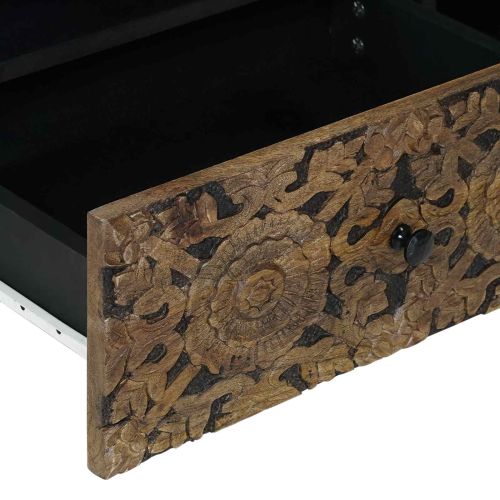 ТВ шкаф с рафт Кафяво 80 x 33,5 x 46 см Солидно мангово дърво