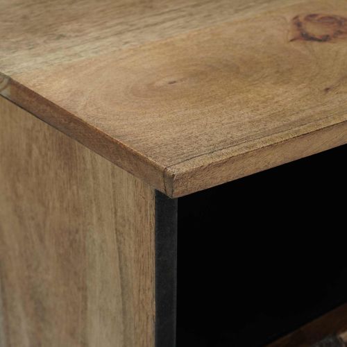 ТВ шкаф с рафт Кафяво 100 x 33,5 x 46 см Солидно мангово дърво