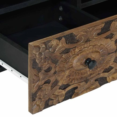 ТВ шкаф с рафт Кафяво 100 x 33,5 x 46 см Солидно мангово дърво