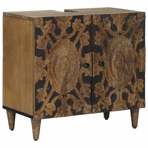 Шкаф за мивка в баня със съхранение Кафяво 62 x 33 x 58 см