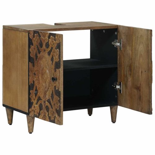 Шкаф за мивка в баня със съхранение Кафяво 62 x 33 x 58 см