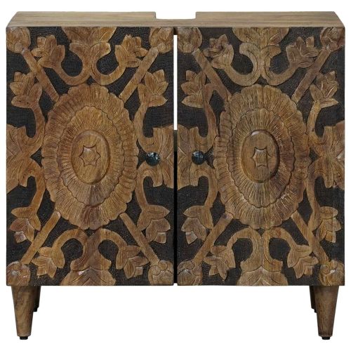 Шкаф за мивка в баня със съхранение Кафяво 62 x 33 x 58 см