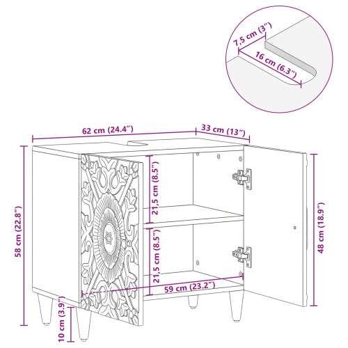 Шкаф за мивка в баня със съхранение Кафяво 62 x 33 x 58 см