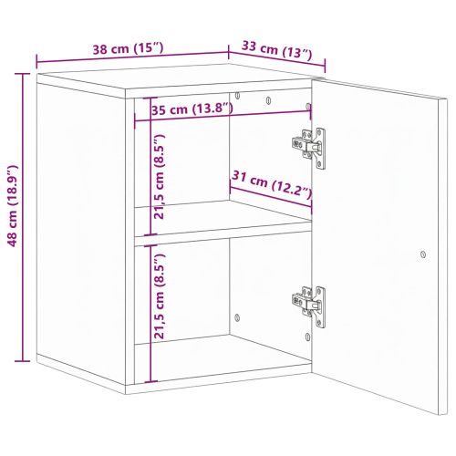 Окачен шкаф за баня със съхранение Кафяво 38 x 33,5 x 48 см