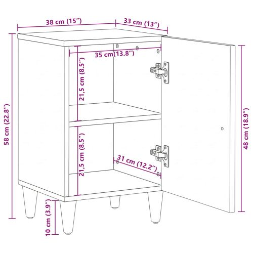 Шкаф за баня Кафяво 38 x 33,5 x 58 см Солидно мангово дърво