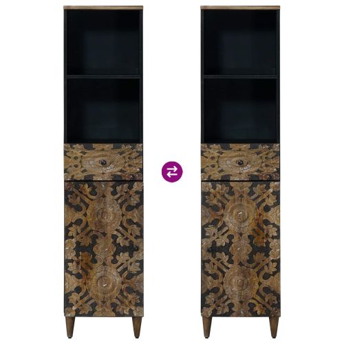 Шкаф за баня Кафяво 38 x 33,5 x 160 см Солидно мангово дърво