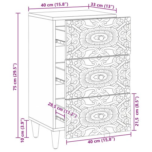 Служебен шкаф Кафяво 40 x 33,5 x 75 см Солидно мангово дърво