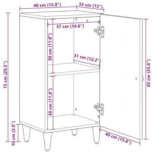 Служебен шкаф Кафяво 40 x 33,5 x 75 см Солидно мангово дърво