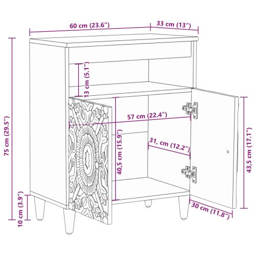 Служебен шкаф Кафяво 60 x 33,5 x 75 см Солидно мангово дърво