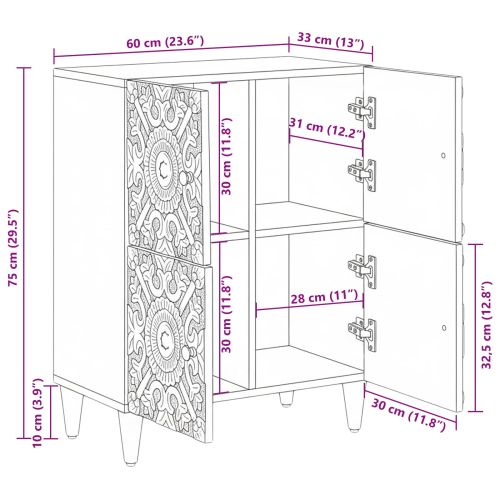 Служебен шкаф Кафяво 60 x 33,5 x 75 см Солидно мангово дърво