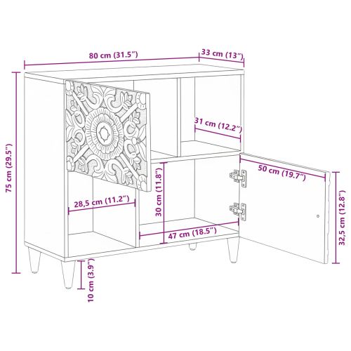 Служебен шкаф Кафяво 80 x 33,5 x 75 см Солидно мангово дърво