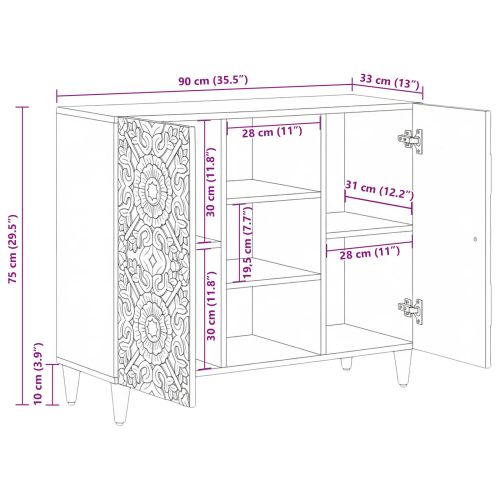Служебен шкаф Кафяво 90 x 33,5 x 75 см Солидно мангово дърво