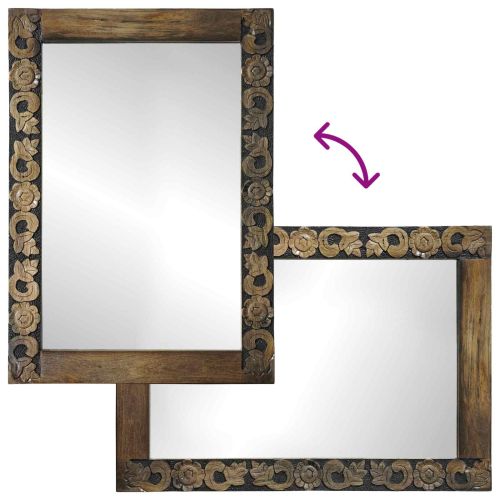 Стенни огледала Правоъгълна Орехово кафяво 70 x 50 cm