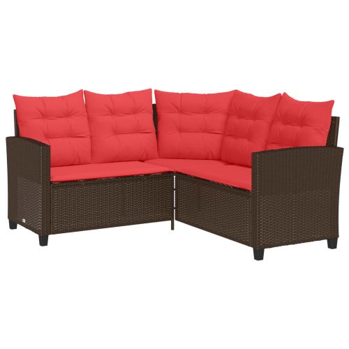 Комплект дивани за открито 2 pcs Кафяво и червено полиратан