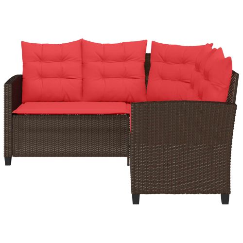 Комплект дивани за открито 2 pcs Кафяво и червено полиратан