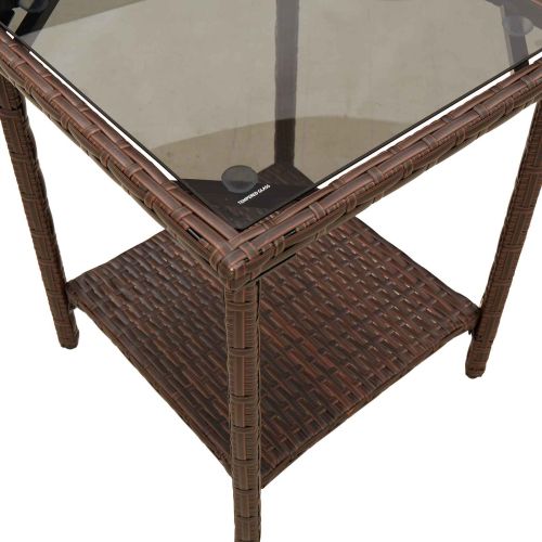 Комплект дивани за открито 2 pcs Кафяво и червено полиратан