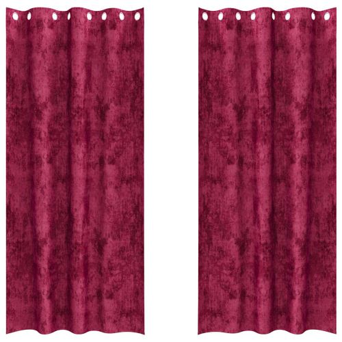 Кадифени завеси С завеси 2 pcs виненочервен 225 x 140 см Кадифе
