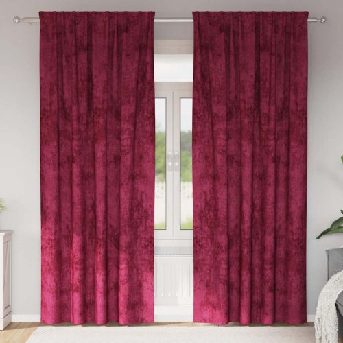 Кадифени завеси С завеси 2 pcs Виненочервен 260 x 140 см Кадифе