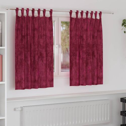 Кадифени завеси С завеси 2 pcs Виненочервен 140 x 140 cm Кадифе