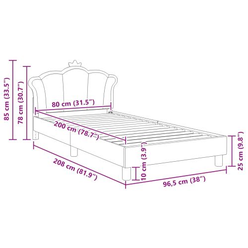Легло за деца с табла Розово 80 x 200 cm PU