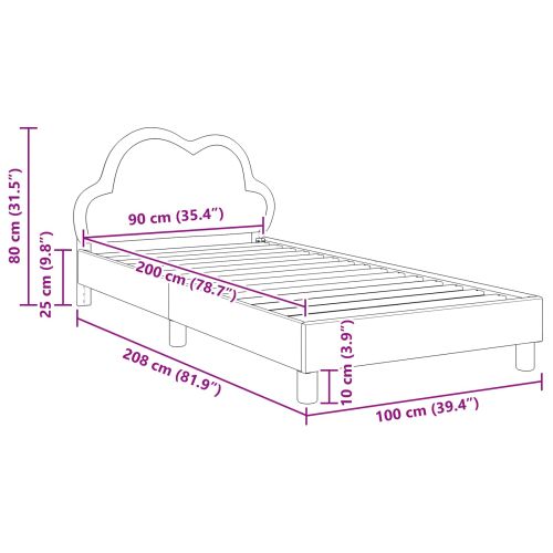 Рамка за легло с таблото Синьо 90 x 200 cm PU