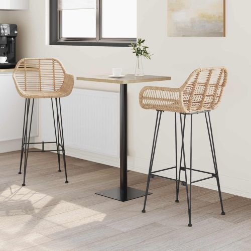 Бар стол 2 pcs Естествен 55 x 52 x 105 см Раци и желязо