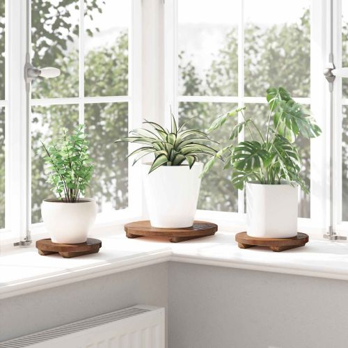 Стол за растения 3 pcs Кафяво Махагоново дърво