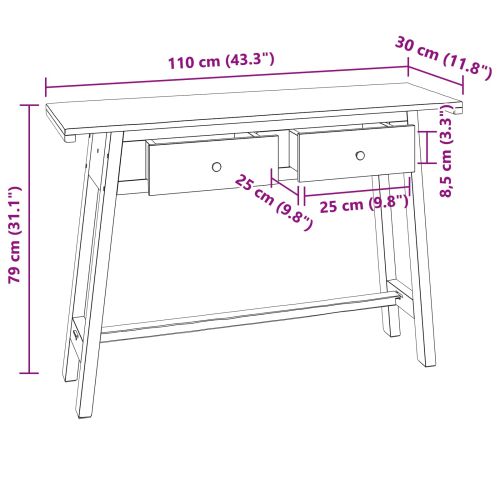 Бюро Кафяво 110 x 30 x 79 см Масивно махагоново дърво