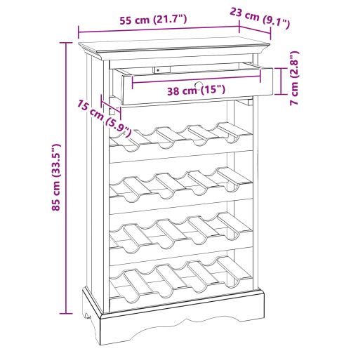 Винен рафт 55 х 23 х 85 см Масивно махагоново дърво