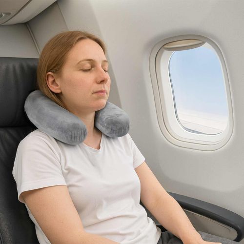 Пътна възглавница за врата Сив Мемори пяна 27 x 27 x 8,5 см