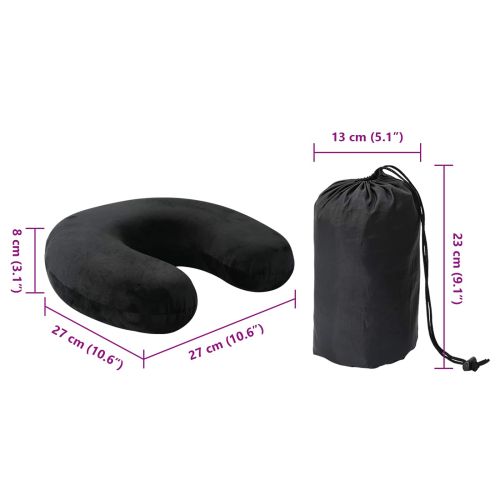 Пътна възглавница за врата Черен Мемори пяна 27 x 27 x 8 см