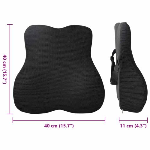 Възглавница за гръб Черно Мемори пяна 40 x 40 x 11 см