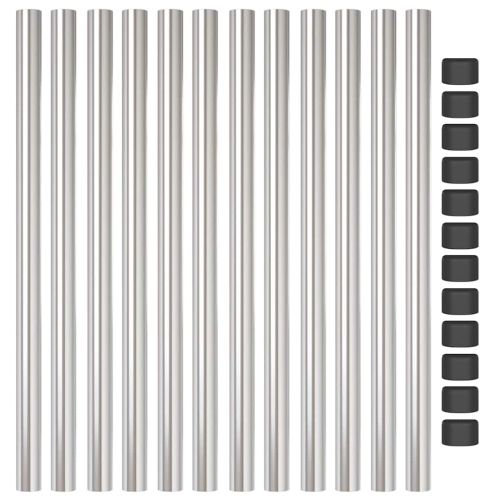 Стълб за ограда. 12 pcs Сребрист 90 cm Прахово покритие стомана