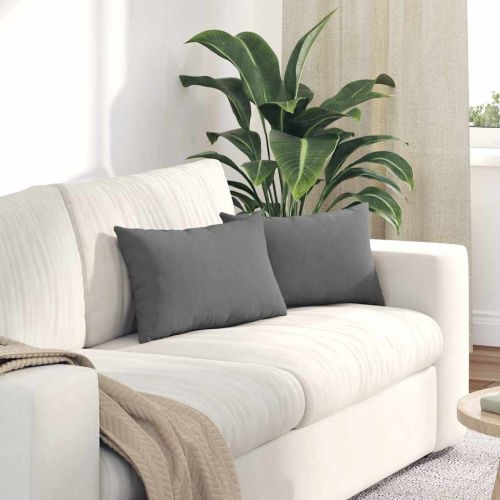 Диван възглавници 2 pcs Тъмен сив 50 x 30 cm текстил