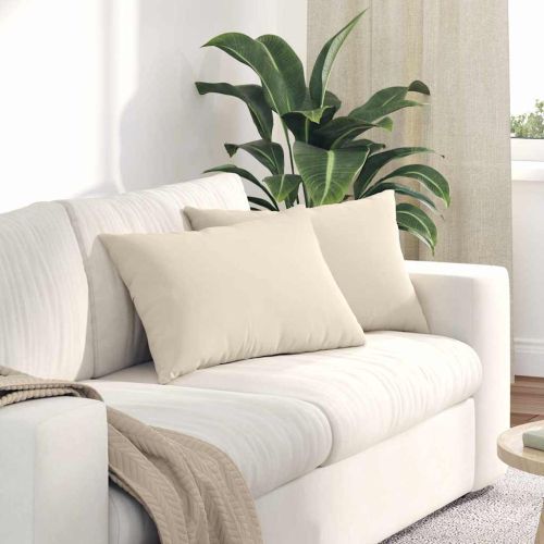 Диван възглавници 2 pcs Бежово 60 x 40 cm текстил